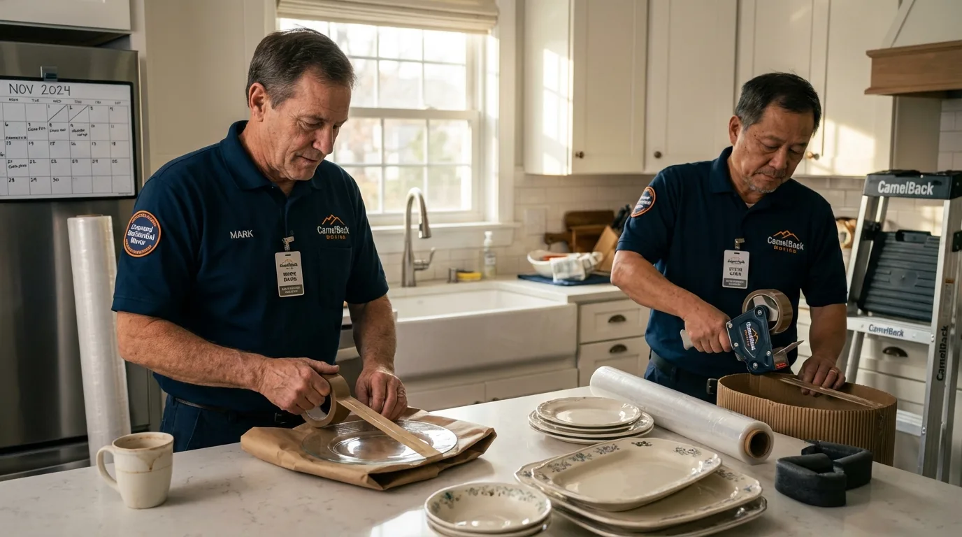 Professional crew packing kitchen dishware in Blue Springs, MO